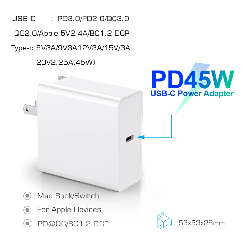Устройство зарядное TQUQ 1 порт 45 Вт PD45W 30 20 Вт|Зарядные устройства для телефонов| |