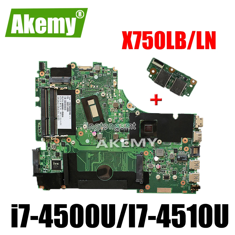 Отправить плату + для For Asus X750LN X750LB X750L K750L A750L материнская плата ноутбука с GT740M/2 ГБ