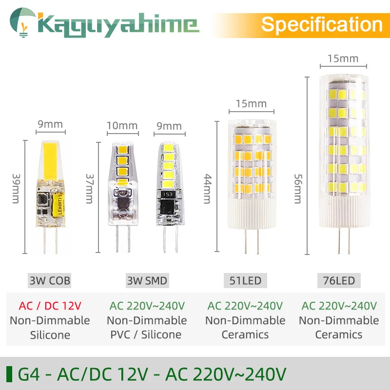 = K)= 5 шт. светодиодный COB G4 G9 E14 с регулируемой яркостью лампы AC/DC 12V 3w 5w 6W 220V в виде