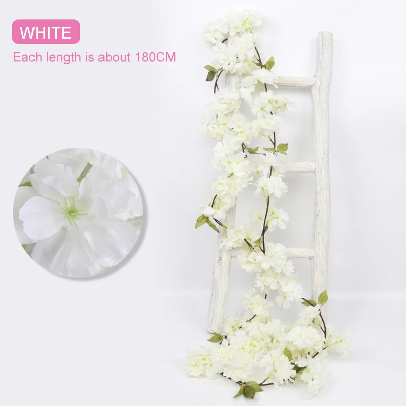 180 см Искусственный Вишневый цвет ротанга Сакура висячая гирлянда свадебное