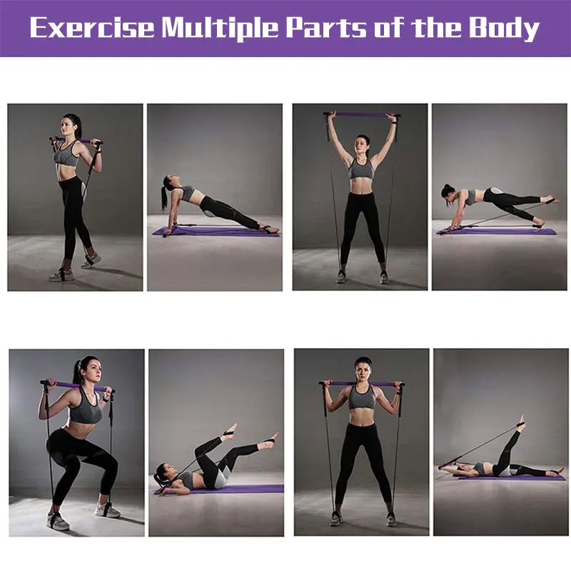 

Multi-functional Yoga Resistance Bands Pilates Stick Tube Elastic Training Foot Loop Toning Bar Portable Resistance Fitness St