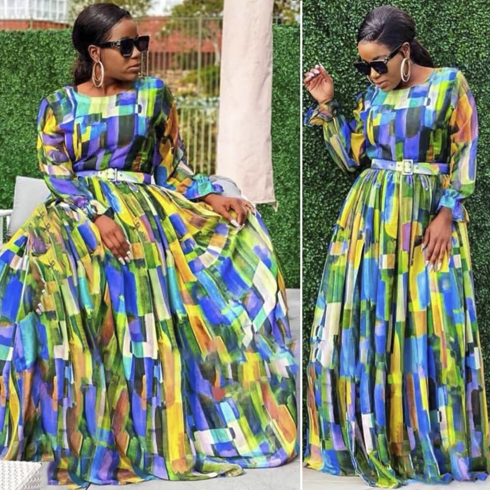 

MD African Dashiki Print Dresses For Women Hippie Clothes Long Sleeve Abaya Ankara Plus Size Boubou Ladies Outfit Party Gowns