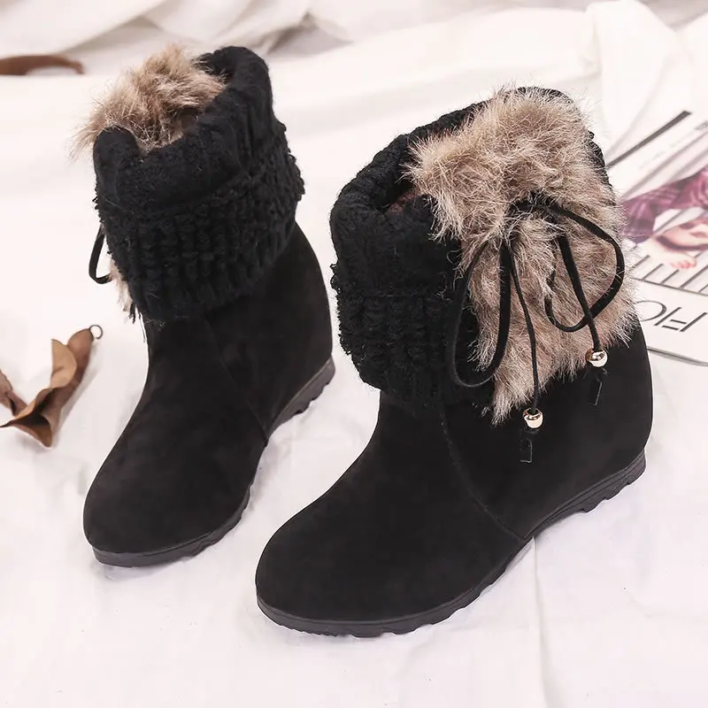 Женская обувь зимние сапоги утолщенные до колена снежные с мехом цельные