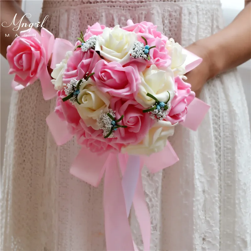 

MNGRL Wedding Accessories Bridal Bouquets Gypsophila Bouquets 18cm 0.3kg Simple Retro Pink Bouquets