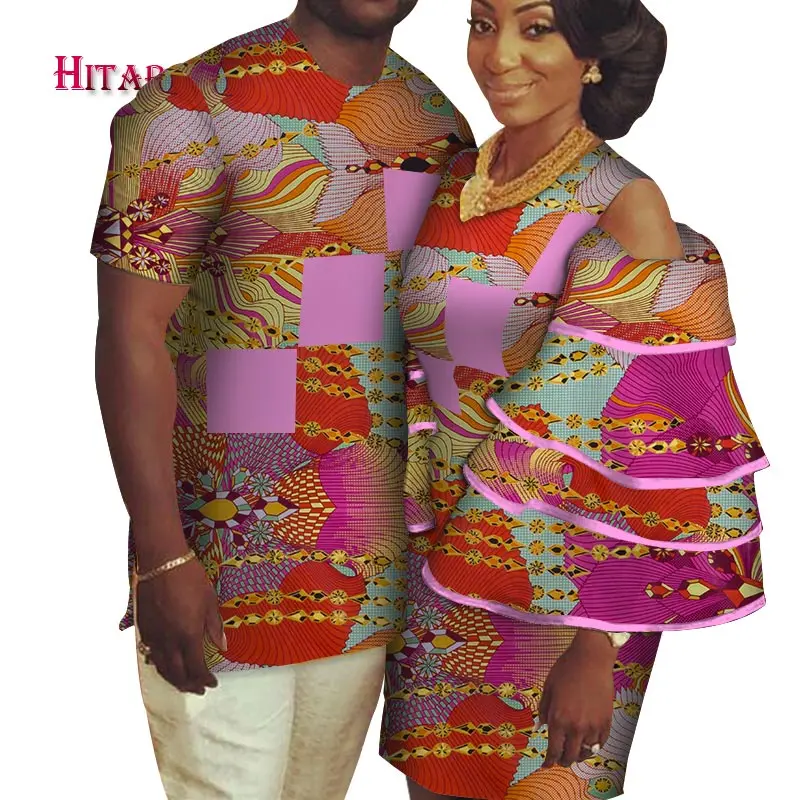 Африканская парная одежда мужская рубашка + платье Дашики парное для влюбленных