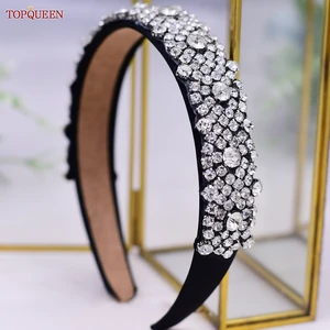 Обруч для волос TOPQUEEN, серебро S28B-FG пробы, украшение для волос в стиле барокко, свадебная тиара, украшение на голову