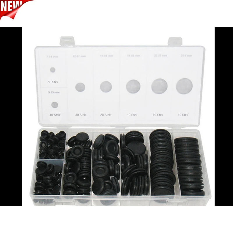

170pcs Black Rubber Grommet Firewall Hole Plug Retaining Ring Set Car Electrical Wire Gasket Kit For Cylinder Valve Water Pipe