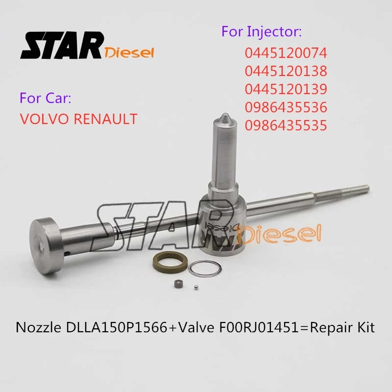 

Star Diesel Injector Nozzle Tips DLLA150P1566 0433171965 Valve F00RJ01451 Repair Kits Sealing Ring For 0445120074 0445120138