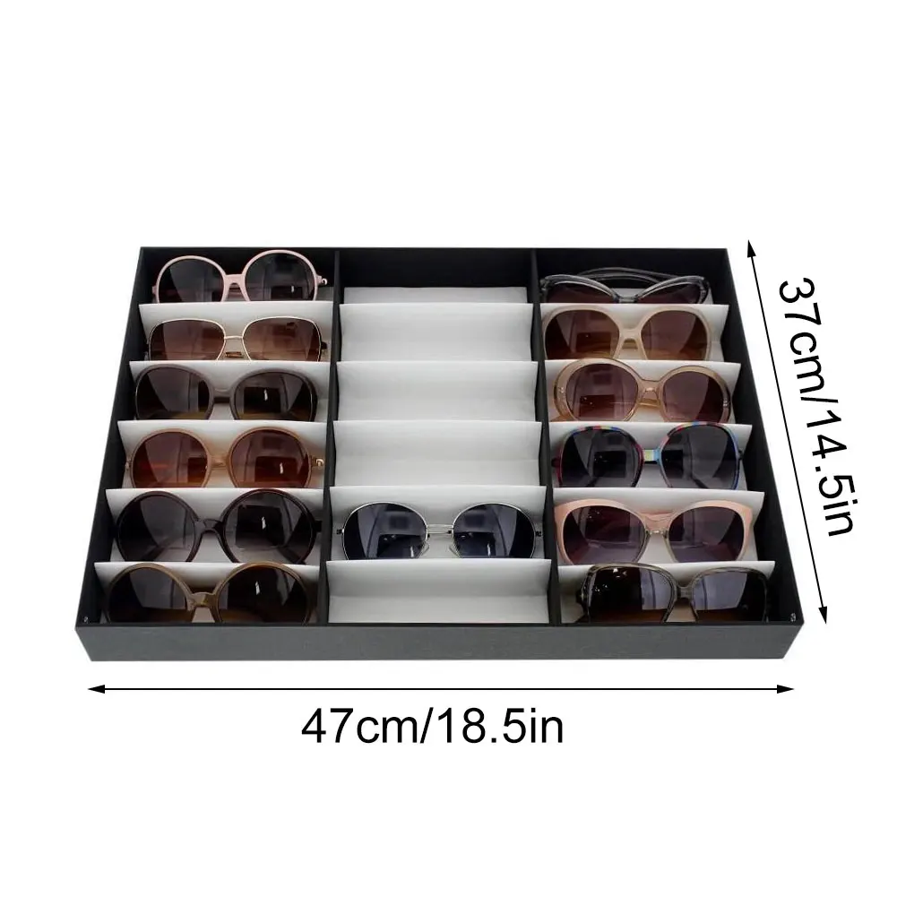 

18 Grid Glasses Display Case Sunglasses Eyewear Storage Box Organizer Stand Holder Box With Foldable Lid Storage Shop Window