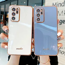 Case For Huawei P40 P20 P30 Lite P50 Pro Mate 20 30 40 Case Soft Fashion Square Plating Funda Cover For Honor Nova 8 20 30 Coque