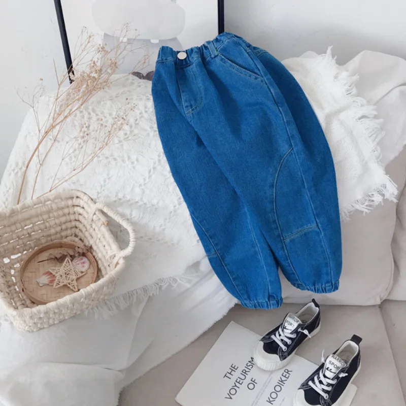 

New Fashion Spring Autumn Trousers Casual Jean Long Pants For Girls Boys Children Kids Clothing Teenagers Neutral Loose