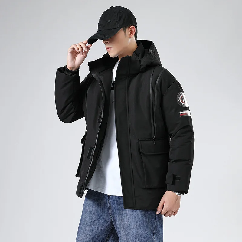 

Men's winter down jacket men and women Couples Large size coat Hooded Thicken Parker Tooling coat Tops Fashion All-match Casual