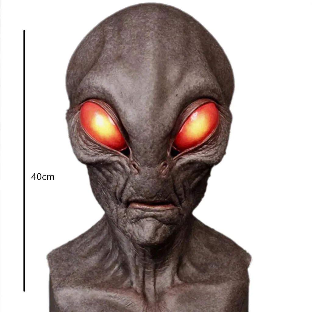 

New Halloween Alien Mask Scary Horrible Big Eyes Funny Horror Jokes Full Head Latex Mask Magic Gags Monster Mask Party wholesale