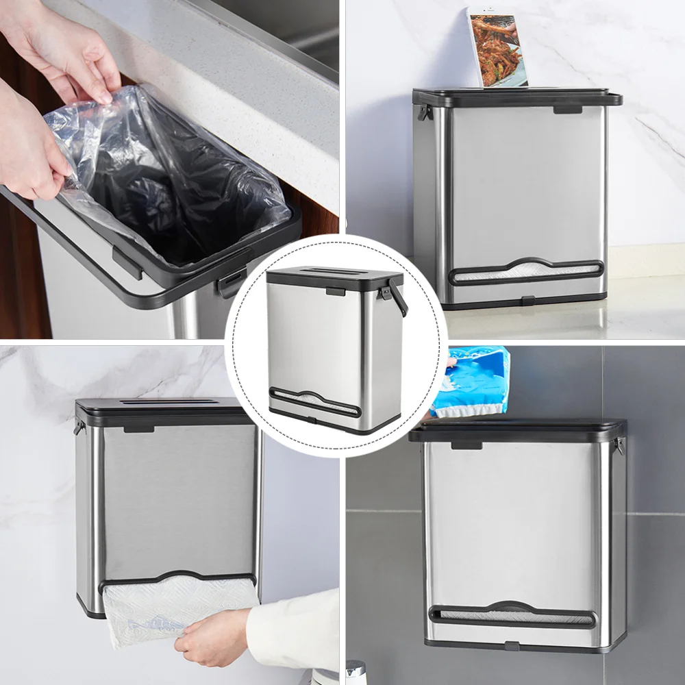 

Hanging Stainless Steel Trash Can Practical Trash Can Durable Trash Can
