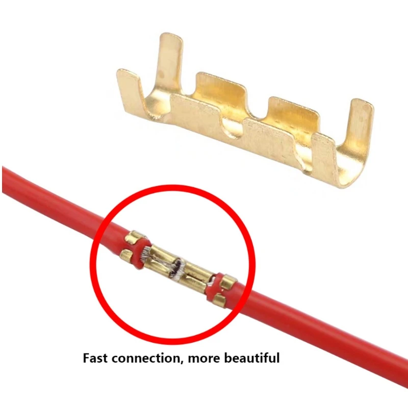 

X7YF Quick Docking Connect Wiring Terminal Brass Crimp Terminal Electric Butt Connector Kit U-shaped Terminal Tab 0.3-1.5mm²