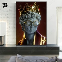 canvas painting for living room golden sculpture aesthetic posters prints david statue with crown wall art pictures home decor