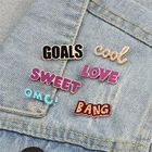 Броши с надписью LOVE OMG! Эмалированные булавки, металлический модный значок для женщин и мужчин, булавка для джинсовой куртки, сумки, ювелирные изделия, аксессуары