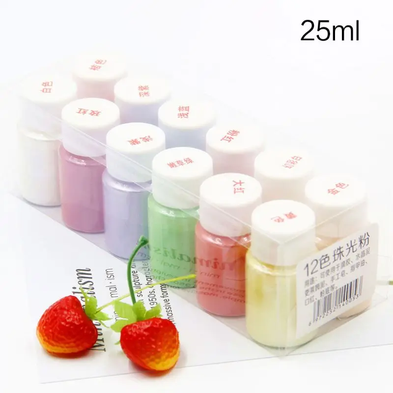 

12 Pcs/set DIY Crafts Jewelry 12-color Pearl Powder Pigment Crystal Epoxy Filler Material Slime Mud Colorant