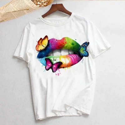 

2021 Summer Spring T Shirts Women Clothing Tee Top Cute Letters Woman Tshirts Femme T-shirts Pink Short Sleeve Mujer Camiseta