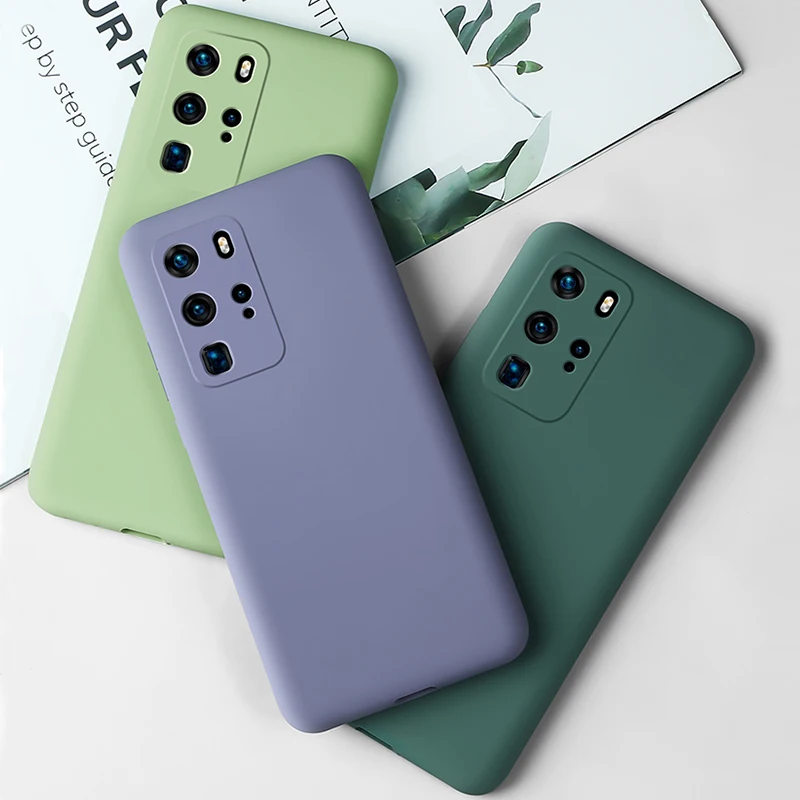 Чехол для Huawei P40 Pro мягкая Жидкая силиконовая резина чехол чехлы оболочка|Бамперы|