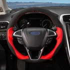 Сшитый вручную черный замшевый кожаный чехол рулевого колеса автомобиля для Ford Fusion Mondeo 2013 2014 EDGE 2015 2016