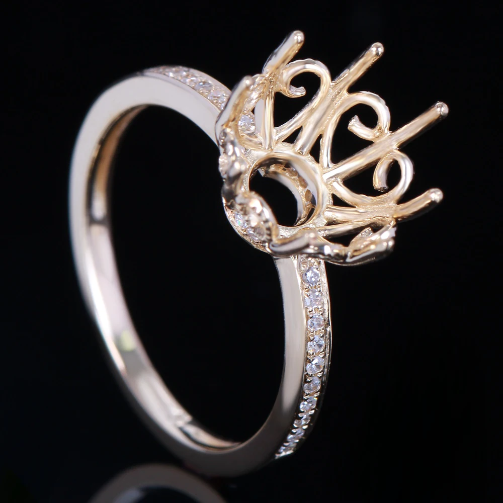 Кольцо HELON с полукруглым креплением 10 -11 мм однотонное 14 к желтое золото