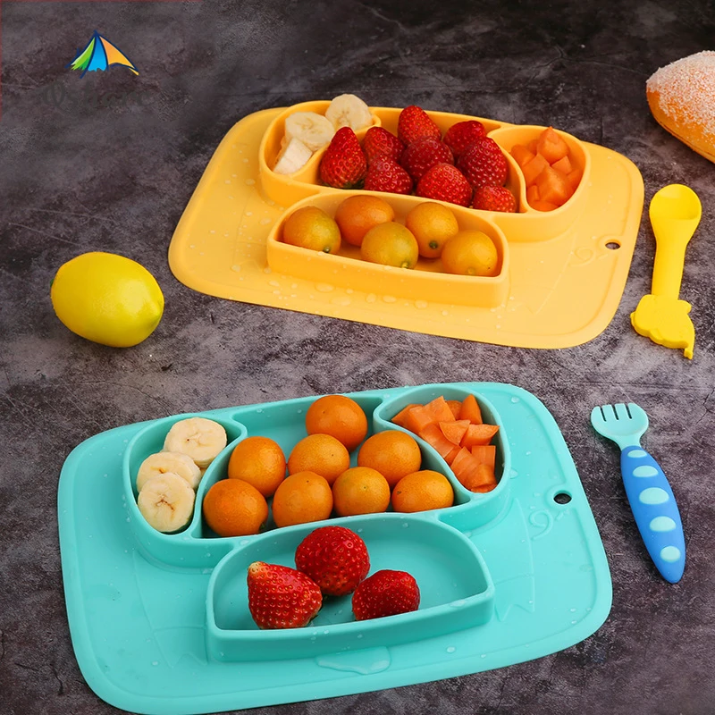 

Qshare Baby Plate Feeding Container Placema Tableware Children Food Baby Dishes Infant Feeding Cup Silicone Suction Bowl for Kid