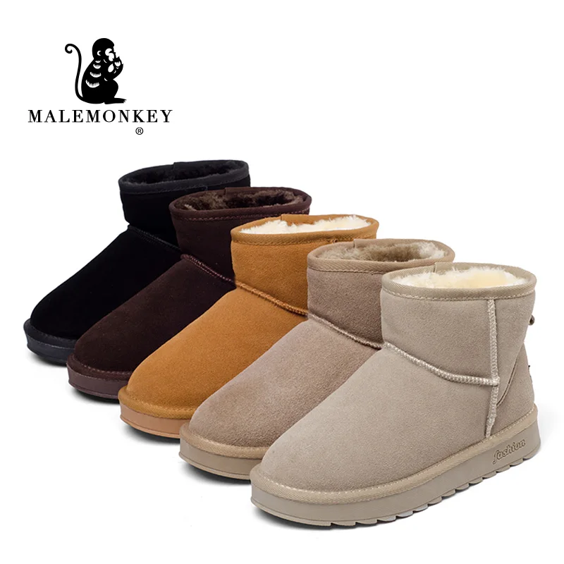 Высококачественные замшевые зимние ботинки Женская износостойкая теплая обувь