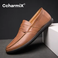 mens shoes autumn low cut leather flat loafers mens foot peas shoes non slip driving shoes large size 47