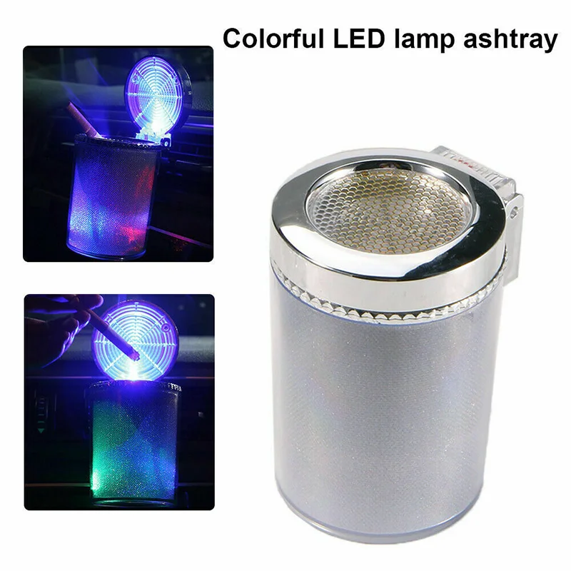 

1PC Newest Colorful LED Light Car Ashtray Professional Automobile Cigarette Cylinder Cup Holder Fit for Most Vehicle