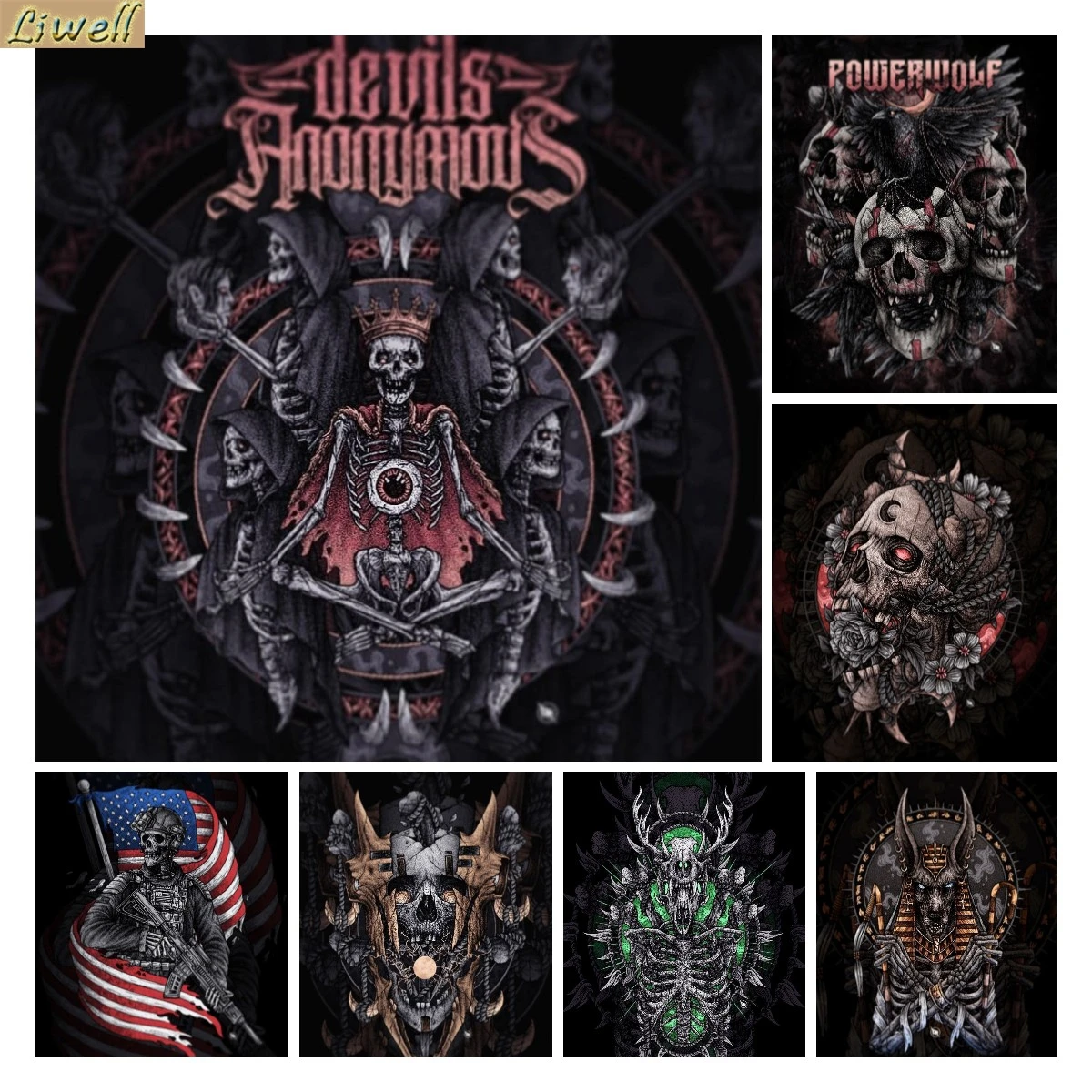 

5D DIY Diamond Painting Horror Skull Devil Gothic Crafts Powerwolf Cross Stitch Kit Full Square Drills Embroidery Wall Decor