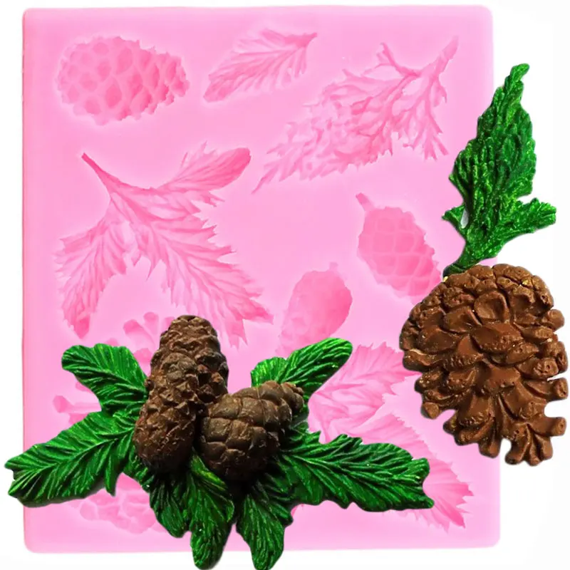 

Pine Cones Silicone Mold Pine Branches Fondant Mould DIY Christmas Cake Decorating Tools Chocolate Gumpaste Candy Moulds