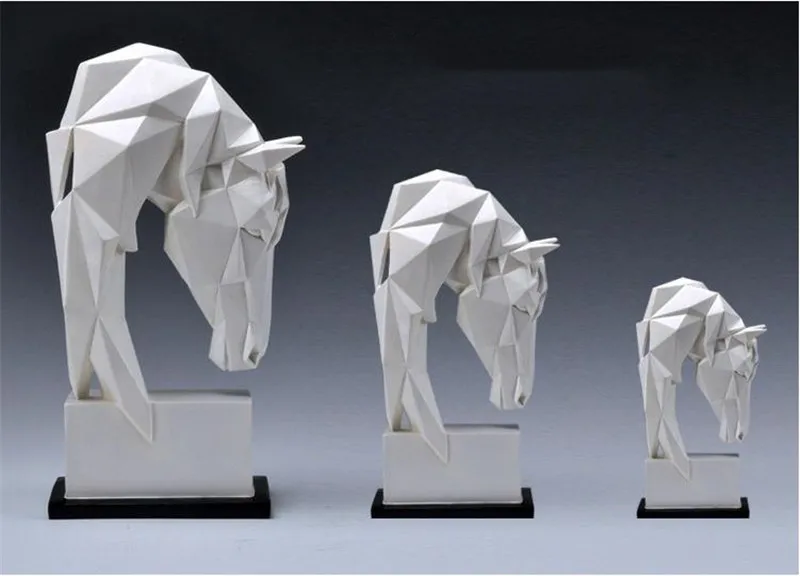 

[VIP] Geometry Horse Head Statues Animals Art Sculpture Resin Craft Home Decoration Crafts Room Creative Christmas Gifts
