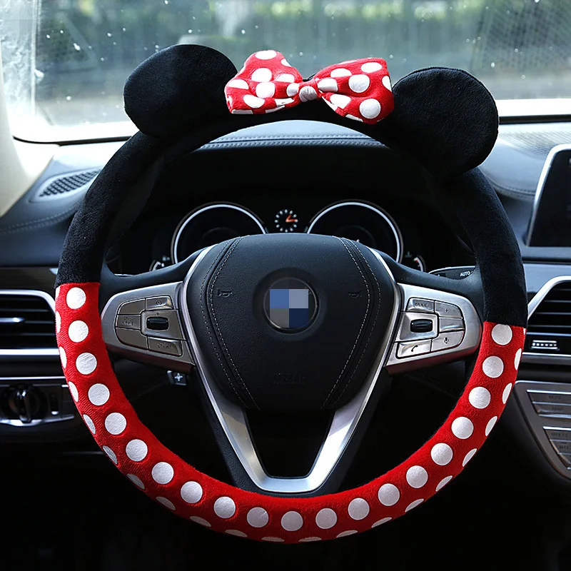 

Car Accessories Cartoon Pink Kitty Cat Steering Wheel Cover Natural Rubber Healthy Breathable Universal 38cm For Women Girl