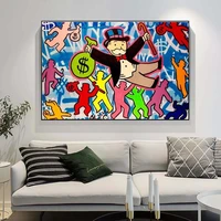 alec monopoly rich life graffiti canvas painting monopoly dancing posters prints wall art picture for living room decor cuadros