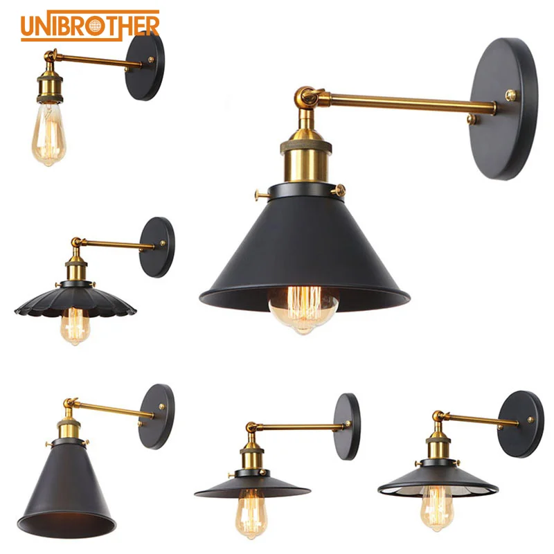 

Vintage Wall Sconce Adjustable Industrial Wall Lamp Light for Restaurants Galleries Aisle Kitchen Black e27 Indoor Decor Lights