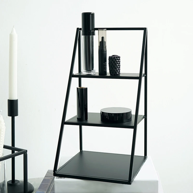 

3-Layer Storage Rack Wrought Iron Cake Stand Dessert Stand Jewelry and Perfume Display Stand for Desktop