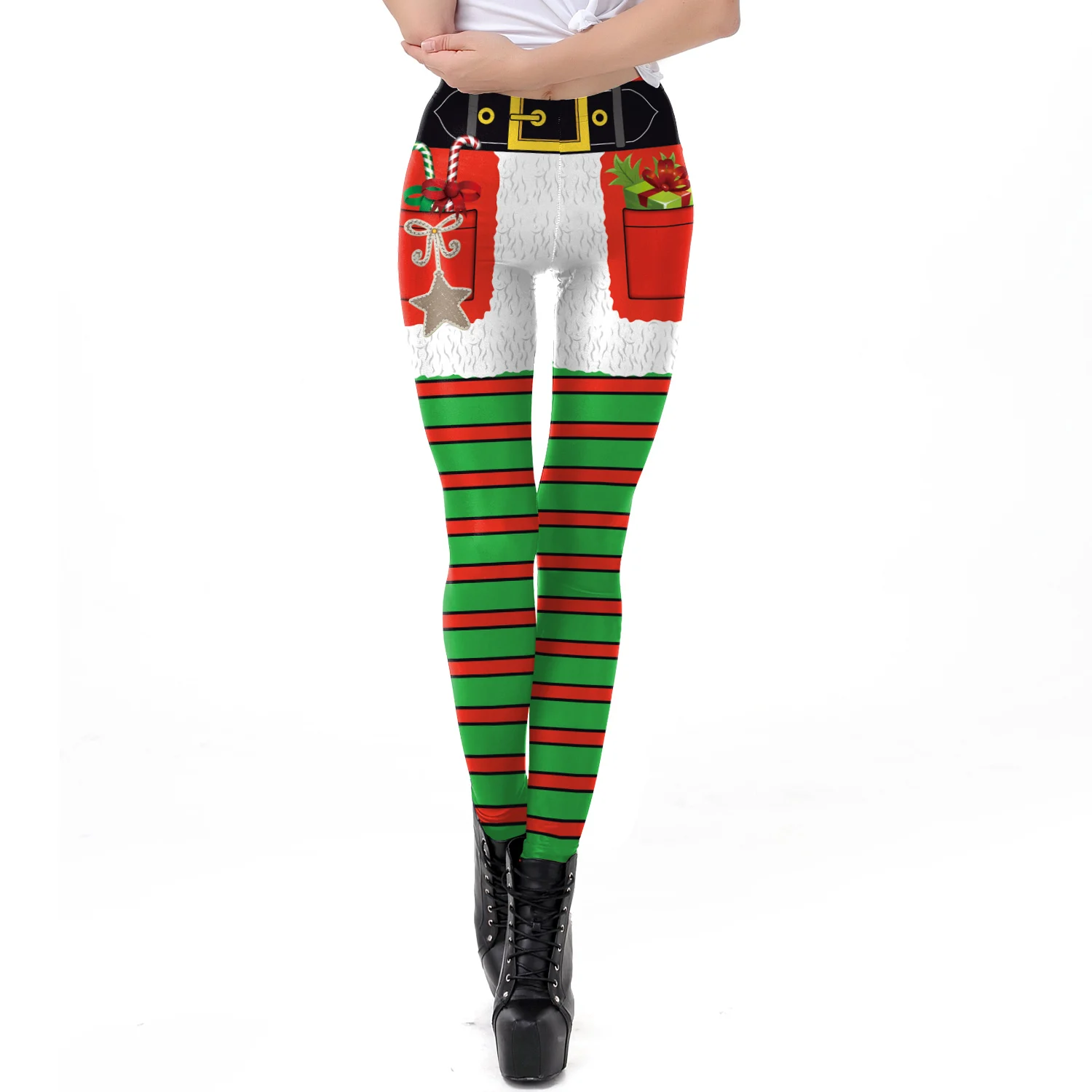 

Модные женские леггинсы с высокой талией тренировочные брюки с Рождеством брюки для девочек леггинсы с принтом на новый год пикантные разм...