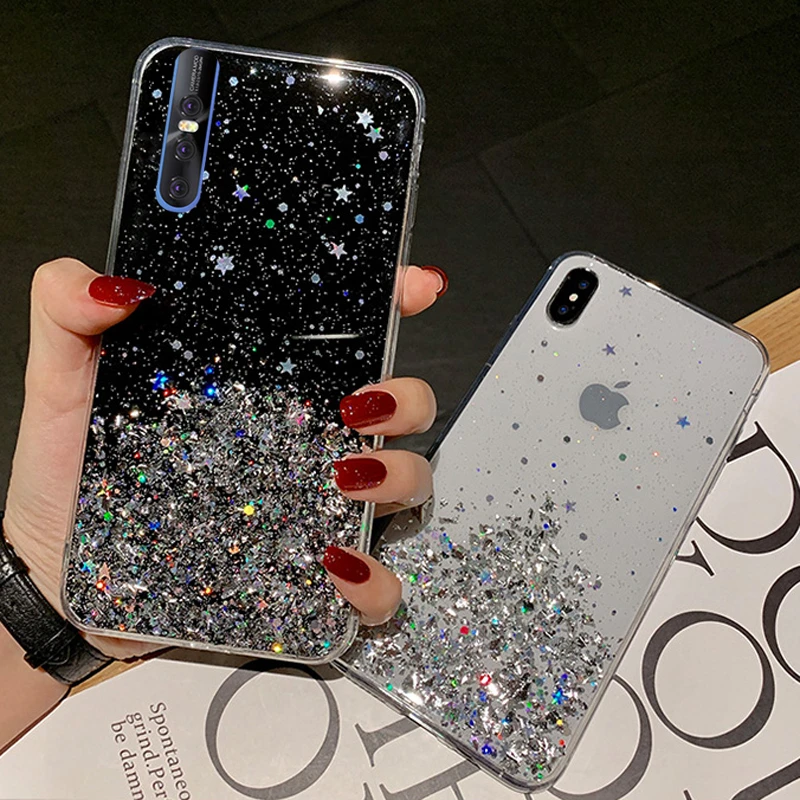 Bling Starry Sky Silver Phone Case for VIVO Y11 Y17 Y12 U3X U10 Y19 U3 Back Cover IQOO neo Pro 5G X30 pro Z6 S6 NEX3 | Мобильные