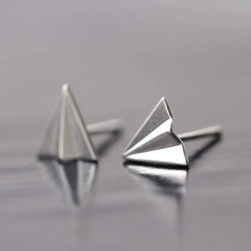 Серьги-пусеты из серебра 925 пробы "Origami Aircraft" Flyleaf для женщин - подарок высокого качества с изюминкой в стиле девушки.
