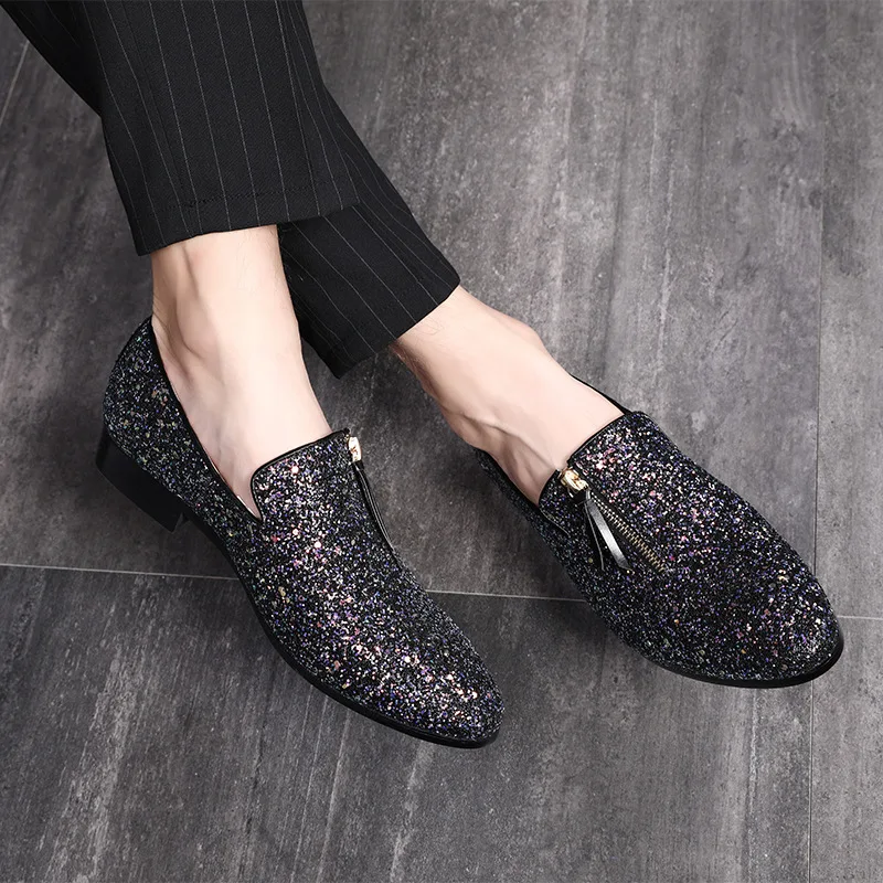 

2019 Men Formal Shoes High Quality Soft Colorful Oxford Business Wedding Party Male Shoes Fashion Flats Zip Casual Leather Shoes