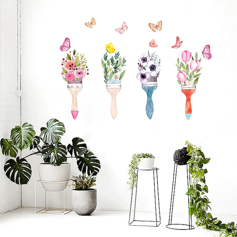 Яркие натуральные растения цветочный горшок Бабочка окно водонепроницаемые