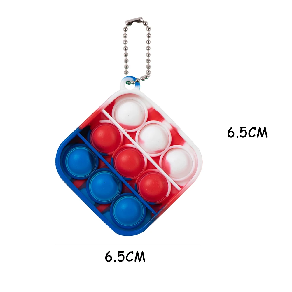 

Tie-Dye Push Bubble Toy Silicone Tie-Dye Square Push Bubble Keychain Toy Anti Stress Fidget Toys Decompression Keychain