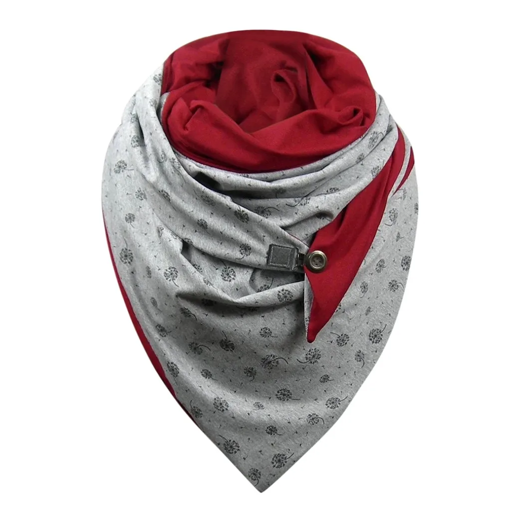 

Fashion Women Soild Dot Printing Button Soft Wrap Casual Warm Scarves Shawls Fashion Retro Female Multi-Purpose Scarves Shawl
