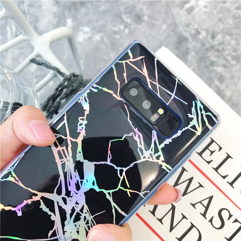 Роскошный Матовый лазерный цветной мраморный чехол для samsung Galaxy Note 10 Pro S10 S9 S8 Plus S10e Note 9 8 S7 Edge чехол Funda