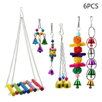 6pcs bird swings toys parrot perches hanging cockatiels chew rattan ball bell toy