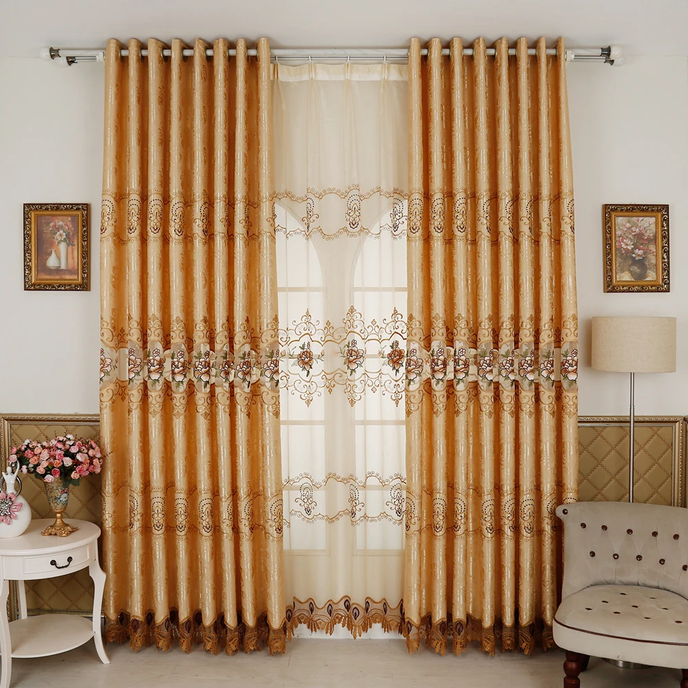 

Затемняющая Роскошная Европейская занавеска с цветочной вышивкой для окна гостиной, спальни, кухни, тюлевые занавески, домашний декор