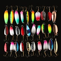 30pcslot metal spinner fishing bait spoon fishing lure silver gold colorful catfish bass lures