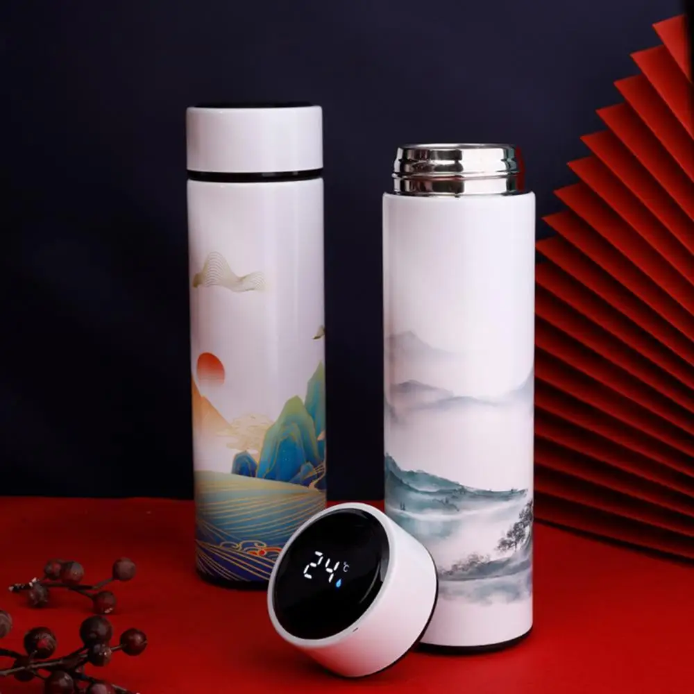 

Chinese Style Smart Insulation Cup Stainless steel Portable Creative Personalized Trend Simple Temperature Water Tea Cup 500ml