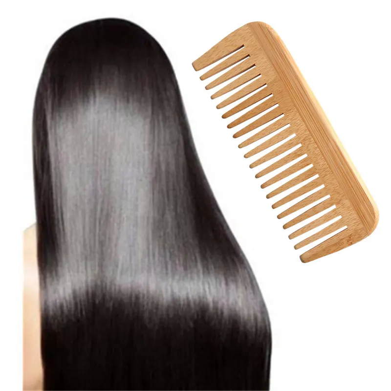 

1PCS Bamboo Wide Tooth Comb Hair Brushes Combs Anti-Static Curly Hair For Smoothing Massaging Home Salon Use Hair Health Care